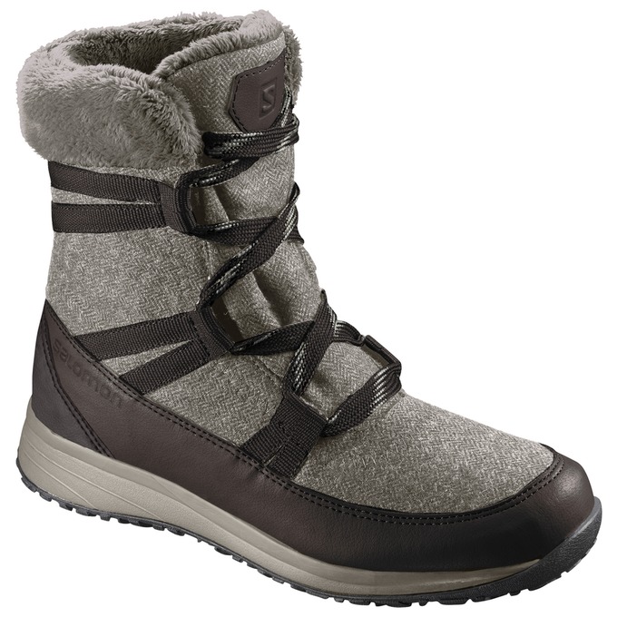 Salomon Israel HEIKA CS WP - Womens Winter Boots - Grey/Chocolate (WKMG-51293)
